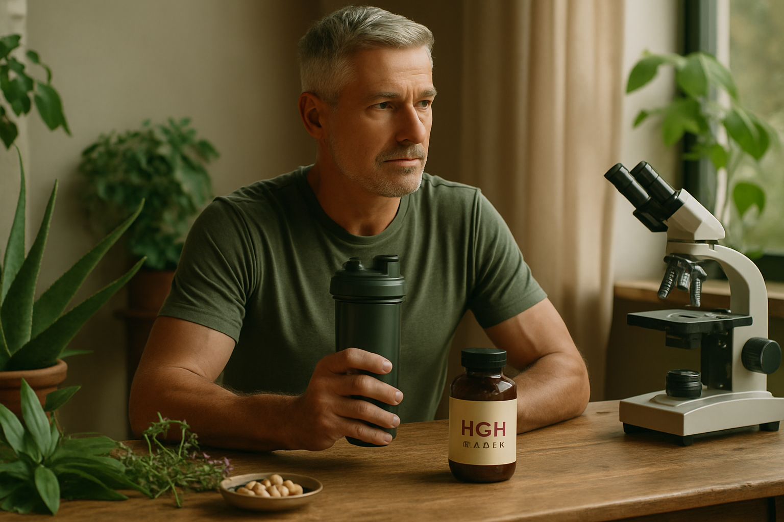 Vitale Person über 50 beim Krafttraining zur natürlichen HGH-Steigerung für gesundes Altern