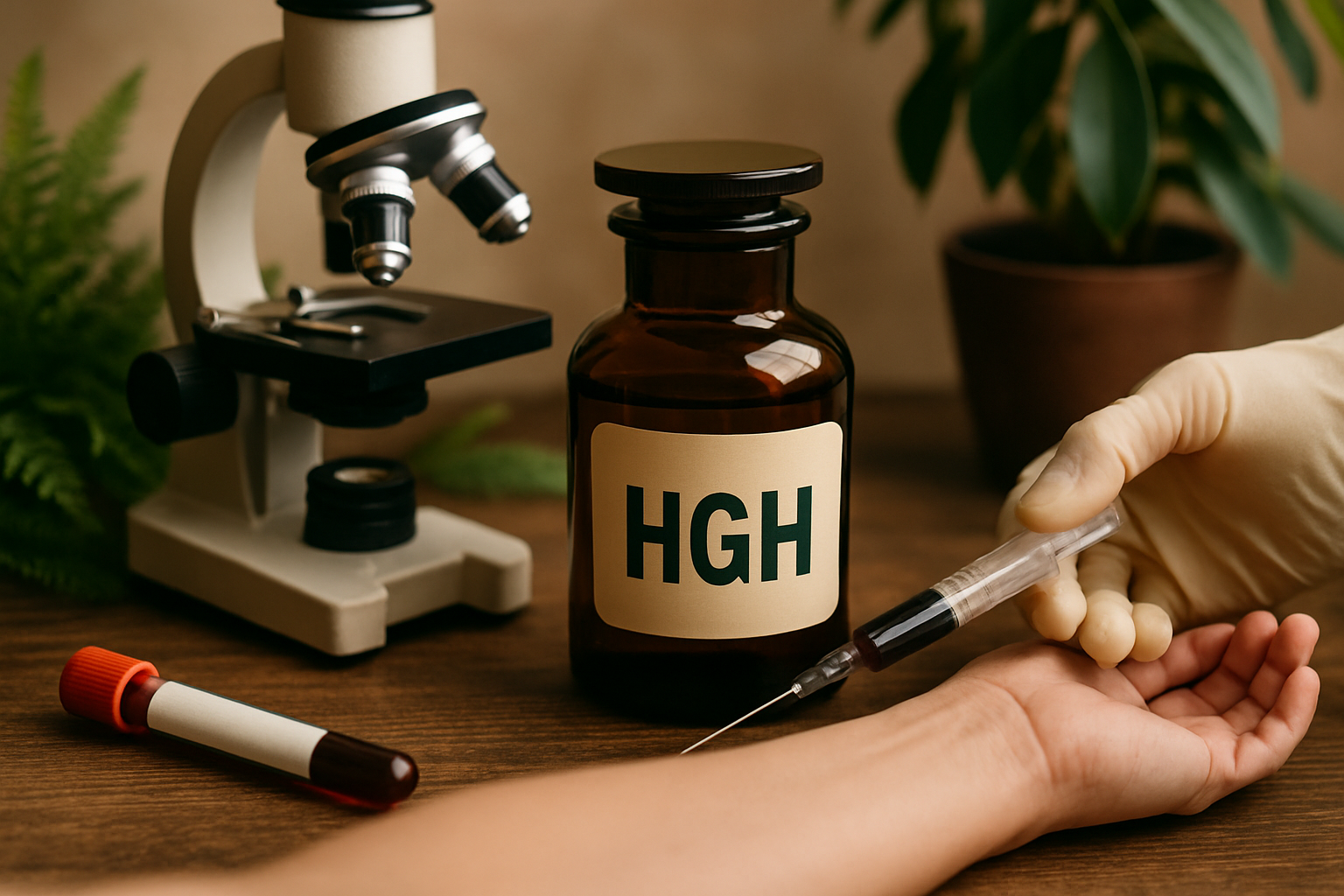 Arzt erklärt HGH Blutwerte und Wachstumshormon-Test einem Patienten